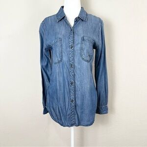 Rails Button Down Chambray Shirt Women Size XS Blue Denim Long Sleeve Tencel Top